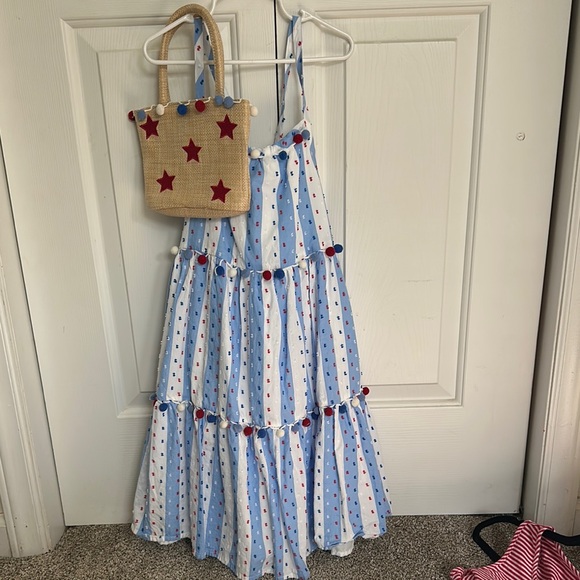 Other - Blue and White Polka Dot Dress with Red Star Bag